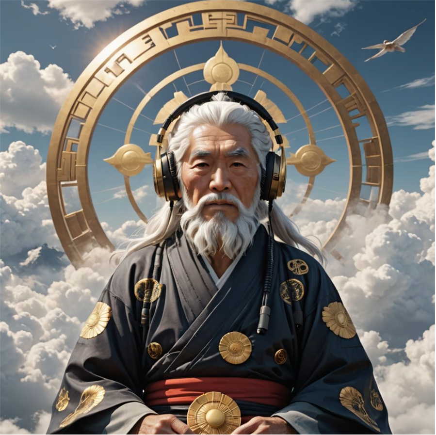 ヘッドホンを付けた神