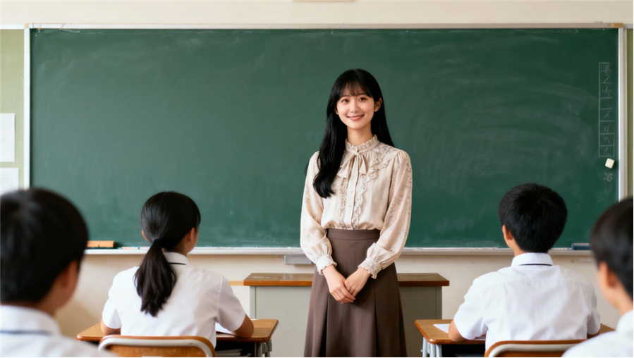 授業　女性教師　